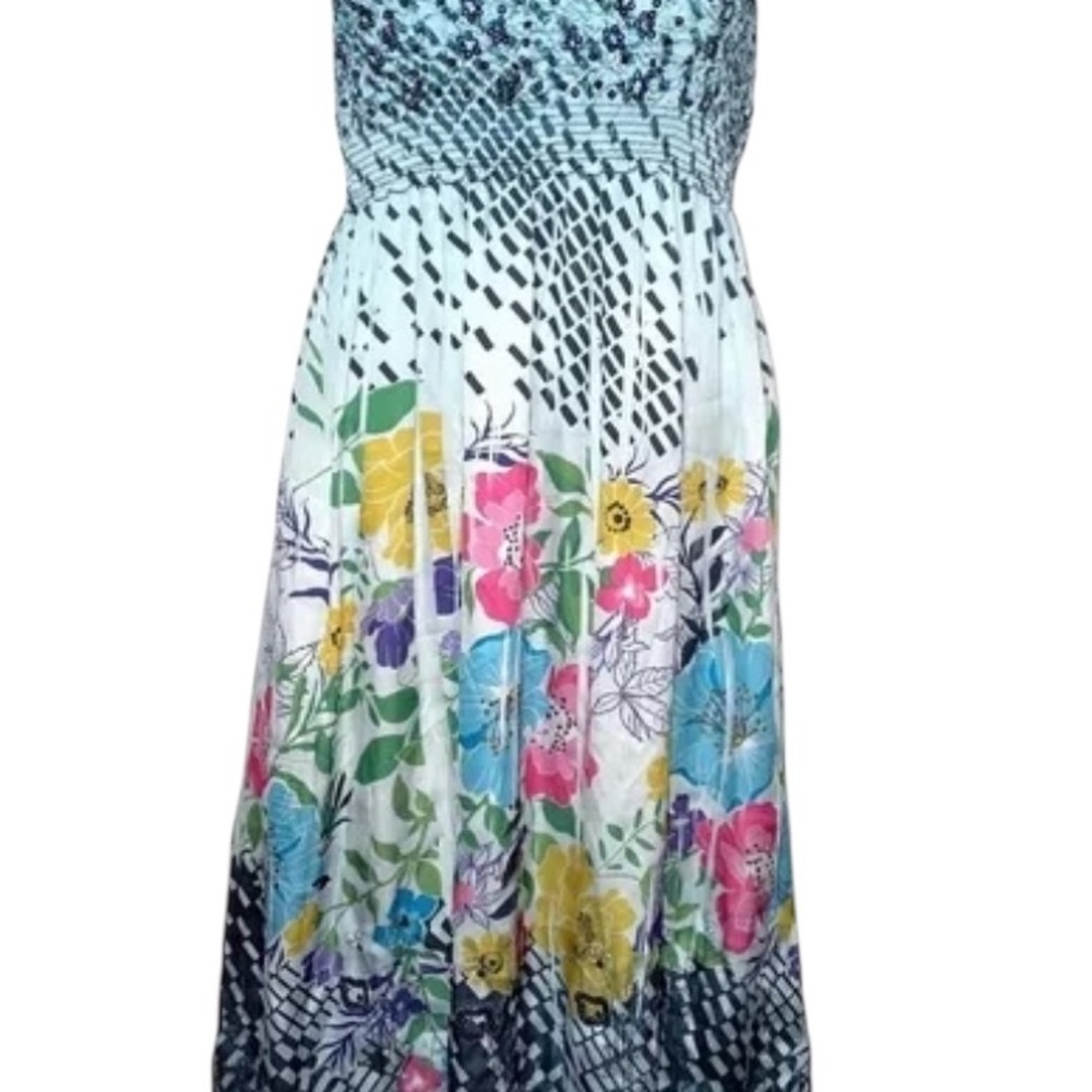 Lapis Blue and Yellow Floral Maxi Dress